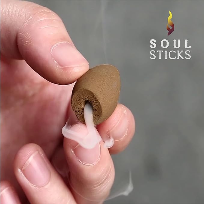 Soul Sticks Backflow Incense Cones – 40 Handmade Organic Cones for Waterfall Burner | 4 Pack Long Lasting Aromatic Scents | Thick White Smoke Incense for Meditation, Yoga & Gifts (Patchouli) SoulSticks