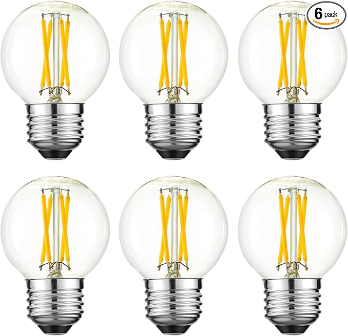 Arberlic G16.5 Light Bulb dimmable,4W E26 LED Bulb Equivalent 40 watt e26 Bulb,Neutral White 4000K,400lm,CRI>85,AC120V,Edison Style,Clear Glass,Flicker Free,Pack of 6 - Bloomnest