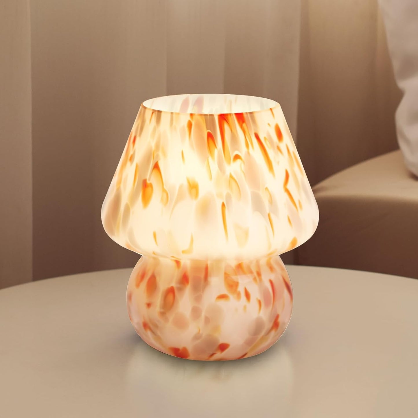 Mushroom Lamp Table Lamp for Bedroom,Small Desk Bedside Lamps for Living Room,Mushroom Decor Cute Mini Modern Mid Century Lamps for Night Stands,Aesthetic Home Living Room Decor(Flame Cream)