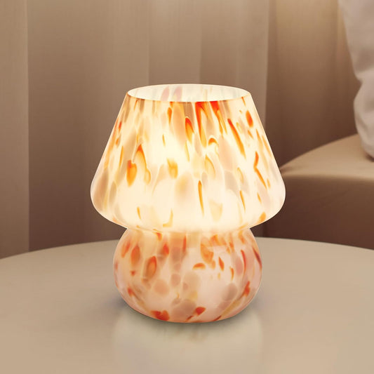 Mushroom Lamp Table Lamp for Bedroom,Small Desk Bedside Lamps for Living Room,Mushroom Decor Cute Mini Modern Mid Century Lamps for Night Stands,Aesthetic Home Living Room Decor(Flame Cream)