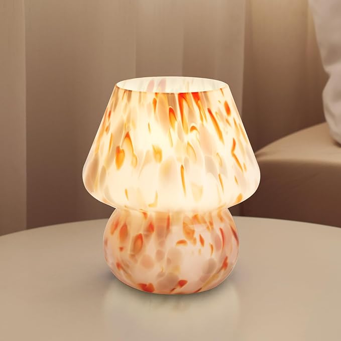 Mushroom Lamp Table Lamp for Bedroom,Small Desk Bedside Lamps for Living Room,Mushroom Decor Cute Mini Modern Mid Century Lamps for Night Stands,Aesthetic Home Living Room Decor(Flame Cream) - Bloomnest
