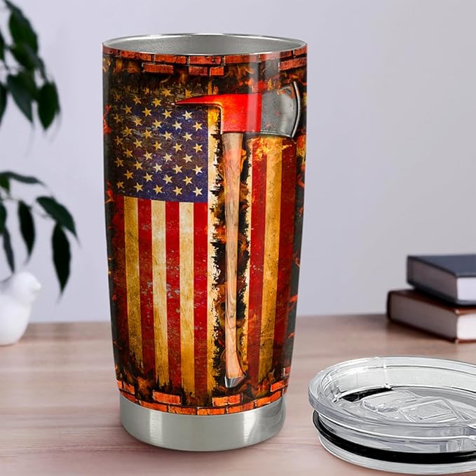 Firefighter Tumbler 20oz Stainless Steel Insulated Travel Mug Cup for Men Firefighters Gifts for Birthday Christmas Fathers Day - Bloomnest