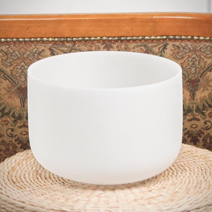 KVKA 432Hz 12 Inch E Note Frosted Quartz Crystal Singing Bowl Solar Plexus Chakra With Carrying Case for Yoga Sound Healing Bath Musical Instrument - Bloomnest