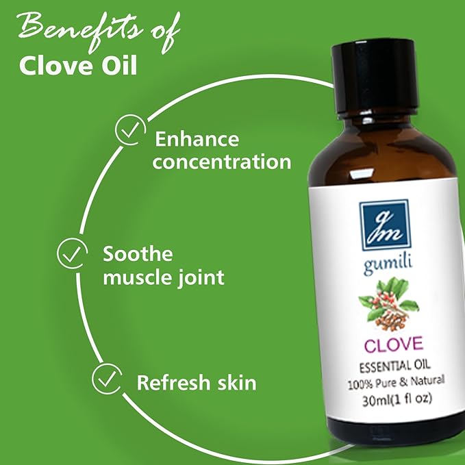 Clove Oil 1 Oz, 100% Pure Clove Bud Essential Oil for Teeth and Gums, Natural Aromatherapy Essential Oils for Diffuser, Skin and Hair Care - Bloomnest