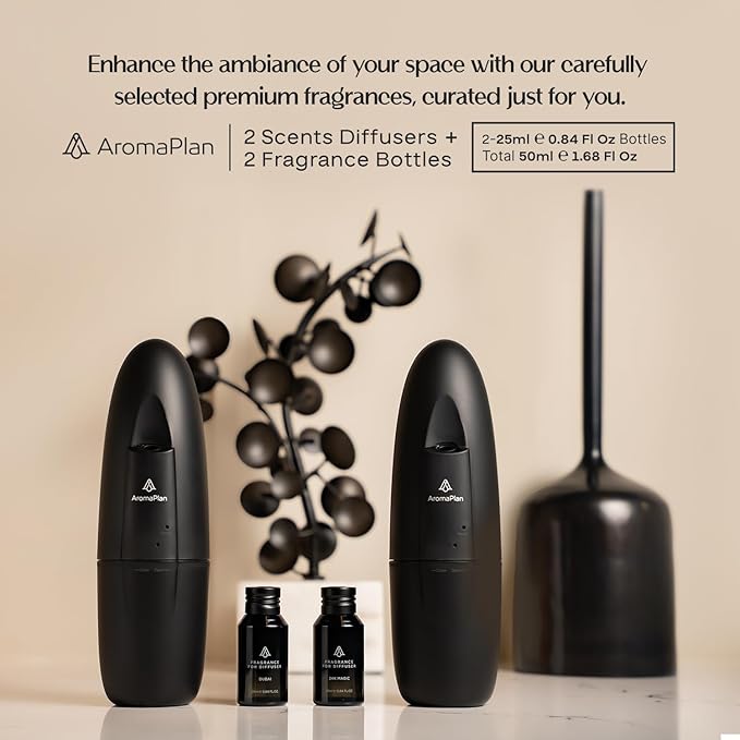 AromaPlan 5 Star Collection 2025 Plug in Waterless Diffuser (2 Fragrances Included)-Cold Air & Waterless Diffusers for Home & Office- Silent Wall Diffuser Plug in (2 Devices +2 Scents) - Bloomnest