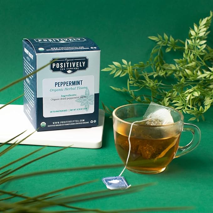 Organic Positively Tea Company, Peppermint Leaf Herbal Tea Bags, 20 Count - Bloomnest