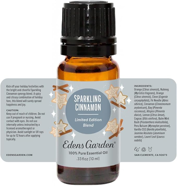 Edens Garden Sparkling Cinnamon Essential Oil Blend- 100% Pure Premium Grade, Undiluted, Natural, Therapeutic, Aromatherapy, The Best for Diffusing, Candle, Laundry, Humidifiers 10 ml (.33 fl oz) - Bloomnest