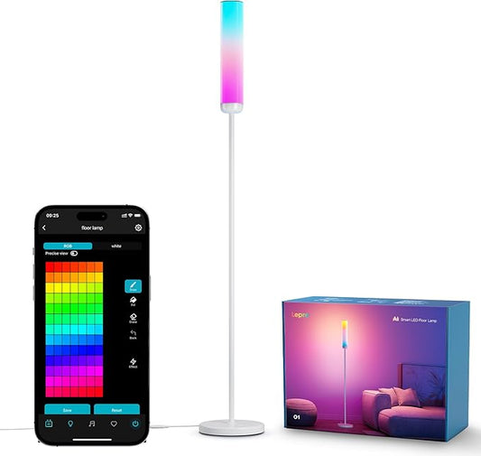 Lepro O1 AI Floor Lamps, 2300LM Smart Standing Lamp Works with Alexa, Modern Floor Lights with Music Sync, Personalized AI Lighting Designer,RGB Lamps for Living Room,Bedroom, APP Control, 2.4GHz Only - Bloomnest