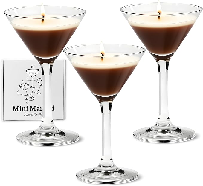 Mini Espresso Martini Candle Gift Set for Women Men, Decorative Coffee Scented Soy Wax Aromatherapy Candles in Glass for Coffee Bar Party Birthday Bridal Shower, Home Decor, Pack of 3 - Bloomnest