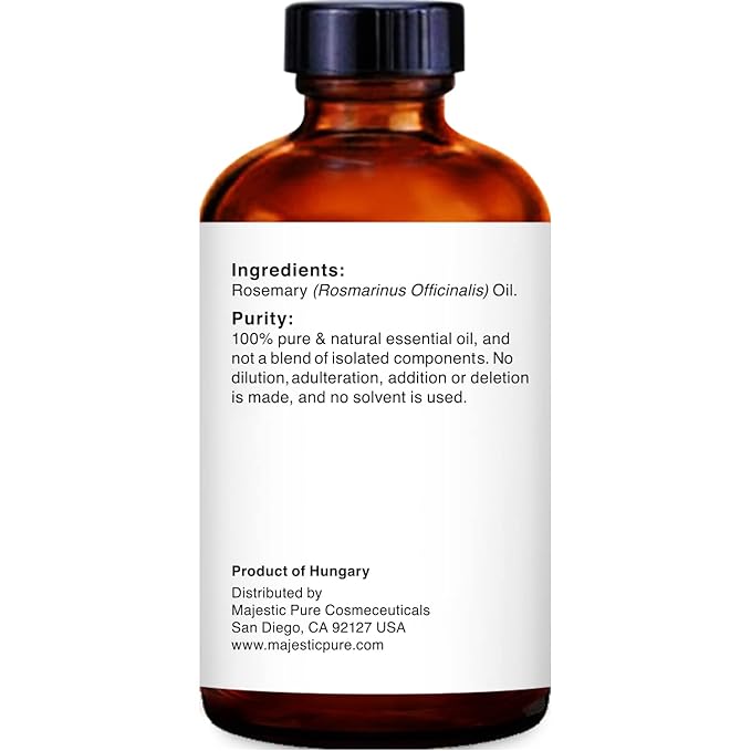 Majestic Pure Rosemary Essential Oil with Glass Dropper - 1 Fl Oz - 100% Pure and Natural Rosemary Oil - Premium Grade Essential Oils for Diffuser, Aromatherapy, Soap and Candle Making - Bloomnest