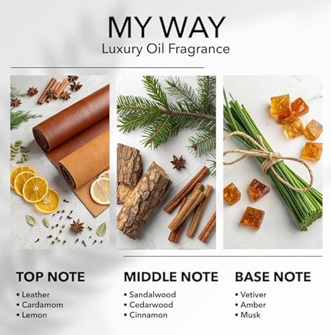 My Way Diffuser Oil, Inspired by 1 Hotel Miami Beach, 6.7 FL Oz, 200 mL Hotel Scent Diffuser Oil, My Way Aromatherapy Blend of Essential Oils for Home & Office, Leather & Sandalwood Scent. - Bloomnest