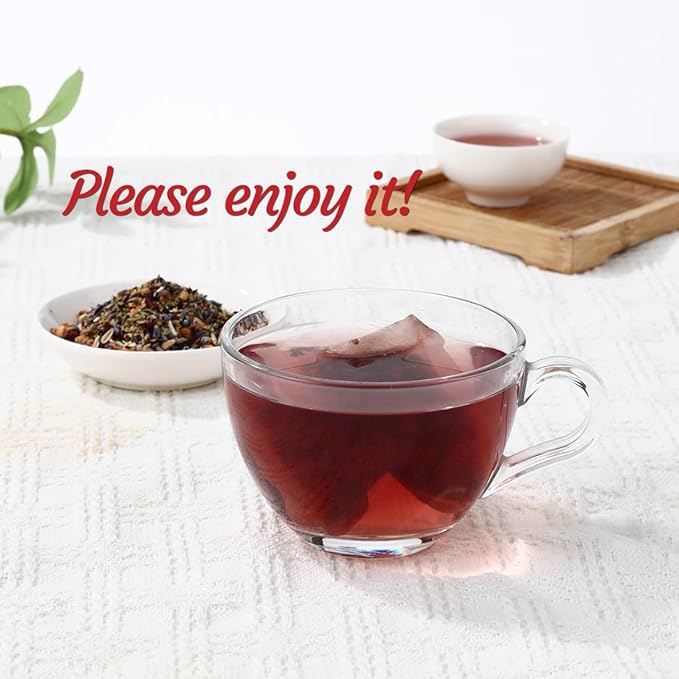 Premium 60 Heart Functional Tea Bags, 9 Natural Superherbs, Pressure Balance Tea, No Artificial Flavors & Caffeine Free. - Bloomnest