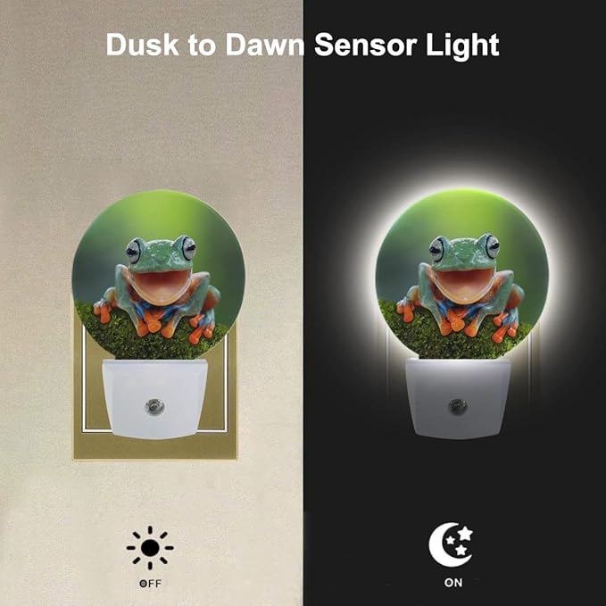 EKOBLA Frog Night Light - Cute Green Pond Animal LED Wall Plug-in Nightlights with Auto Sensor, Dusk to Dawn Lighting for Bedroom, Bathroom & Kitchen - Bloomnest