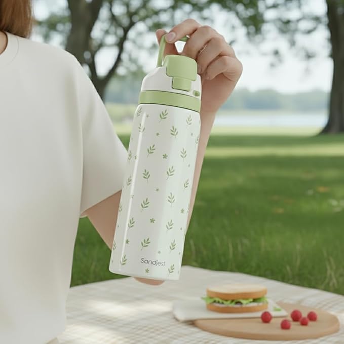 Botanical Insulated Stainless Steel Water Bottle with Straw for Sports and Travel, 32oz, Gifts for Women Girls Friends Teens Birthday Christmas - Bloomnest