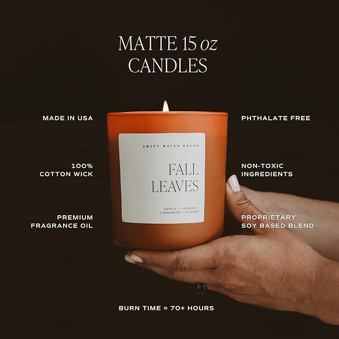 Sweet Water Decor Trick or Treat Candle, Large 15oz Jar, Scented with Pumpkin, Apple, Cinnamon & Vanilla, Non-Toxic Soy Wax Blend, Indoor Halloween Decorations for Home & Bathroom, 70+ Hour Burn - Bloomnest