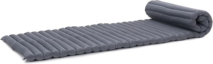 Leewadee - Foldable Floor Mattress - Japanese Roll Up Futon -Trifold Tatami Mat- Guest Floor Bed - Camping Mattress - Thai Massage Mat, Kapok Filled, 75 x 28 inches, Anthracite - Bloomnest