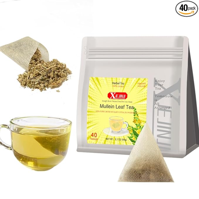 Mullein Leaf Tea - 2.2g*40 TeaBags - Re-usable for Brew - for Detox & Lungs - 100% Natural Mullein Mullein Leaf & Stem & Flower - Non-GMO - Caffeine-free - Eco-Conscious Tea Bags - Bloomnest