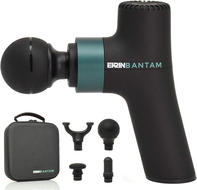 Ekrin Athletics Bantam Mini Massage Gun - Compact Deep Tissue Muscle Massager with Adjustable Speeds & 4 Attachments - Long Battery Life, Lightweight, Travel Friendly - Bloomnest