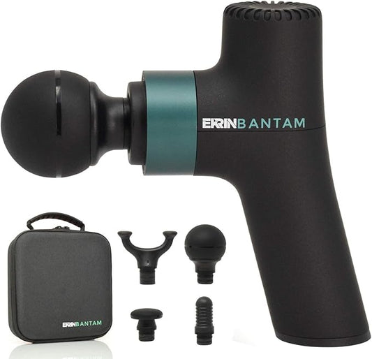 Ekrin Athletics Bantam Mini Massage Gun - Compact Deep Tissue Muscle Massager with Adjustable Speeds & 4 Attachments - Long Battery Life, Lightweight, Travel Friendly - Bloomnest