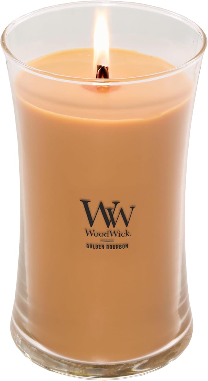 WoodWick Golden Bourbon Holiday Candle Gifts for Women and Men, 21.5 oz Large Hourglass Candle with Crackling Wick - Bloomnest