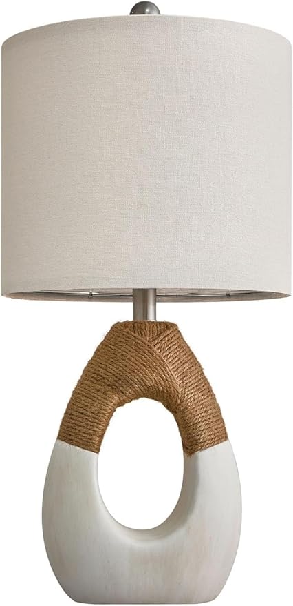 OYEARS 19” Boho Table Lamps Bedroom Living Room,Suitable for Small Space,Farmhouse Rattan Lamp Rustic Egg Design Resin Nightstand Bedside Lamps for Bedroom Living Room Office Study Rest Decor - Bloomnest