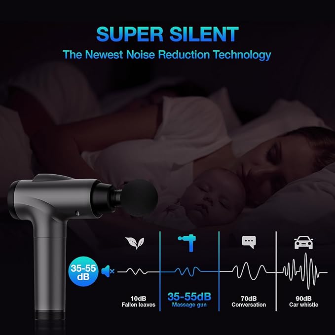 Massage Gun Deep Tissue, Handheld Electric Muscle Massager, High Intensity Percussion Massage Device for Pain Relief with 9 Attachments & 30 Speed(Grey) - Bloomnest