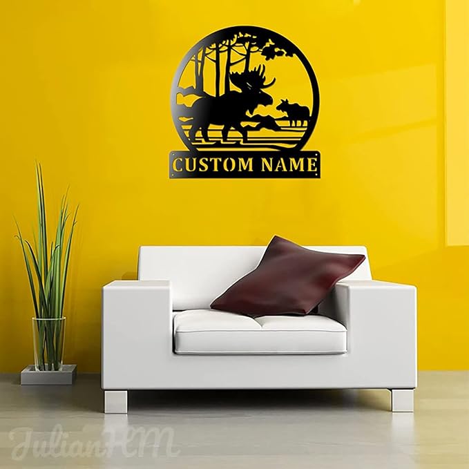 Lovely POD Personalized Hunting Metal sign, Hunting Art, Custom Moose Scenic Led Lights Metal Wall Art, Personalized Hunter Name Decoration Hanging For Home Hunting, Father's Day Gift - Bloomnest