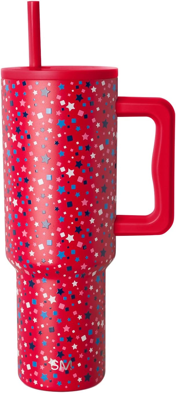 Simple Modern 4th of July 40 oz Trek Tumbler with Handle and Straw Lid | Cup Holder Friendly Insulated Stainless Steel Travel Mug | Star Speckled Banner SimpleModern