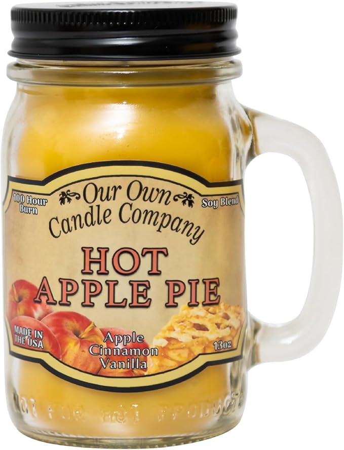 Our Own Candle Company Hot Apple Pie Scented Mason Jar Candle, 100 Hour Burn Time, Made in The USA - 13 Ounces - Bloomnest