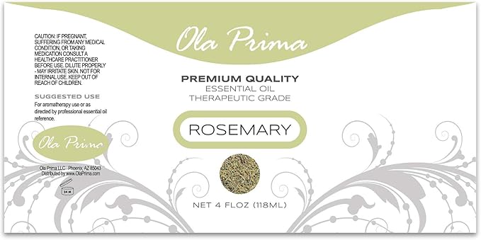 Ola Prima Rosemary Essential Oil 4 Fluid Ounces – Therapeutic Grade Aromatherapy Oil for Diffuser & Soap Making - Bloomnest