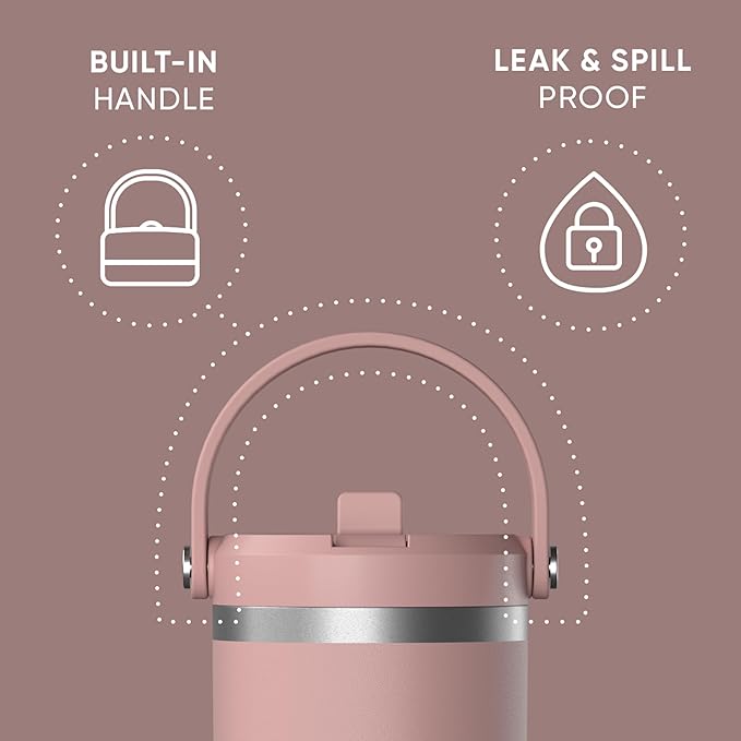 Hydrapeak Nomad 32 oz Tumbler with Handle and Straw Lid, Leakproof, Double Insulated, 32oz Cup Stainless Steel (Rosewood) - Bloomnest