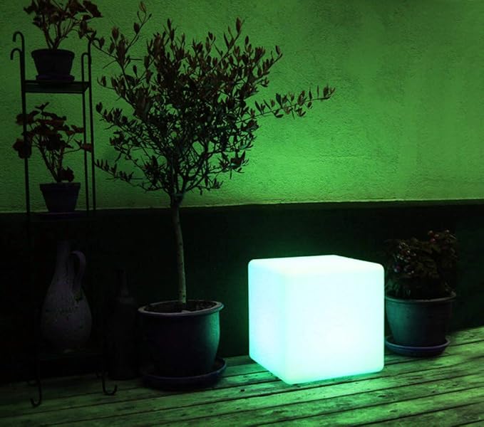 Mr.Go 10-inch Rechargeable LED Cube Light w/Remote, 16 RGB Colors & Dimmable LED Cube Lamp Night Light Mood Lamp, Ambient Decorative Lighting, Cordless & Waterproof for Indoor Outdoor Use - Bloomnest