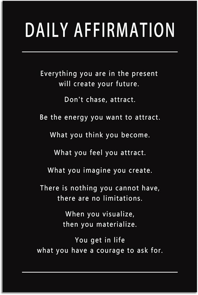 Inspirational Canvas Wall Art Daily Affirmation Inspiring Posters Motivational Office Framed Artwork Print for Living Room Bedroom Home Wall Decor Framed and Stretched Ready to Hang[12''W x 18''H] - Bloomnest