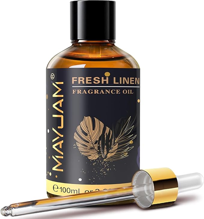MAYJAM 100ML/3.38FL.OZ Fresh Linen Fragrance Oils with Glass Dropper, Essential Oils for Diffusers for Home, Long Lasting Scented Oils for Diffusers Soap Candle Making - Bloomnest