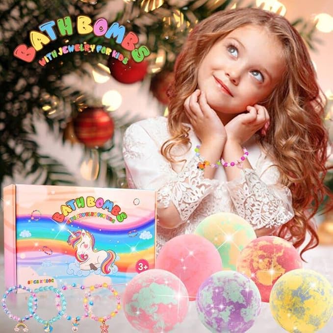 Unicorn Bath Bombs with Surprise Inside for Kids Girls, Bath Bombs Surprise Birthday Gifts Unicorn Gifts for Kids Girls with Jewelry Toys Inside - Bloomnest