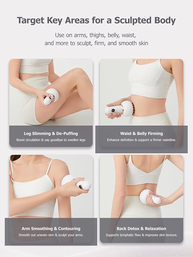Lymphatic Drainage Massager & Anti Cellulite Massage Tool, Helps Reduce Stretch Marks & Cellulite, for Legs, Arms & Belly, Body Sculpting Machine with Microcurrent, Light, Heat & Vibration - Bloomnest