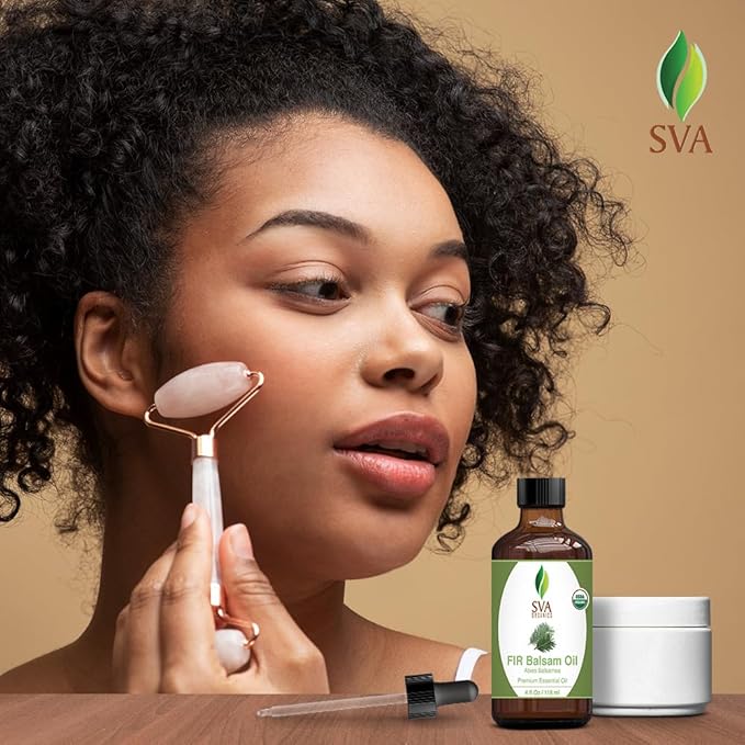 SVA Fir Balsam Essential Oil Organic – 4 Fl Oz – 100% Natural Organic Fir Oil - for Diffuser, Hair Care, Face, Skin Care, Aromatherapy, Scalp and Body Massage, Soap and Candle Making – with Dropper - Bloomnest