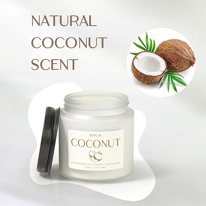 Scented Candles, BOYUJK Coconut Candles for Home Scented, Coconut Candle Set for Stress Relief and Promote Sleep, Candle Gifts for Women and Men - Bloomnest