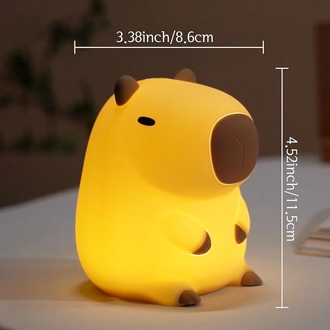 YuanDian Capybara Night Light - Adorable Silicone Lamp for Kids, Babies, Adults | Cute Capybara Gift, Nursery Bedroom Decor - Bloomnest