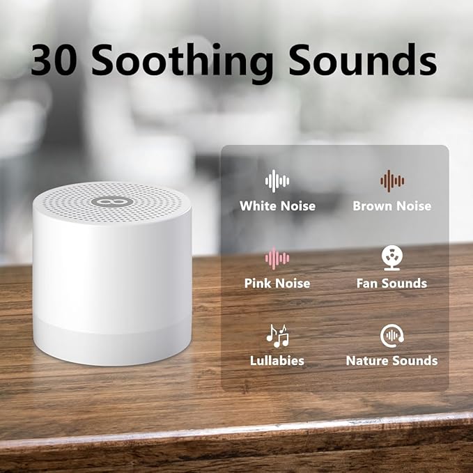 Sound Machine Mini White Noise Machine with 30 Soothing Sounds for Newborn Baby Kids Adults Portable Rechargeable Sleep Brown Noise Machine 4 Timers Memory Function for Travel Camping Home Office