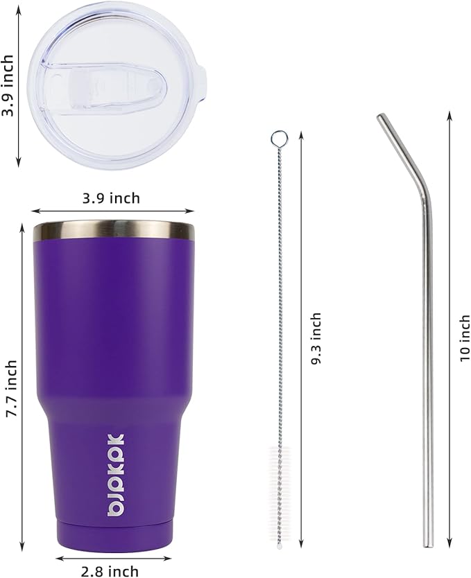 BJPKPK 30 oz Stainless Steel Tumbler With Lid And Straw Vacuum Insulated Double Wall Travel Coffee Water Tumbler,Purple - Bloomnest