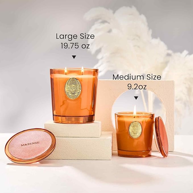 M&SENSE Large Two-Wick Soy Candle | Noir Air& Neon Orange | 19.8 oz, 120H Burn Time | Luxury Scented Candle for Relaxation, Gifting, Home Décor | Ideal for Bedroom, Office, Party Ambiance - Bloomnest