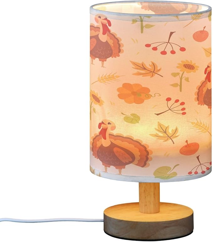 Cute Thanksgiving Turkey LED Table Lamp with USB Port Rechargeable Lamps Bedroom Lamps for Nightstand Living Room Dorm Home Office Desk - Bloomnest