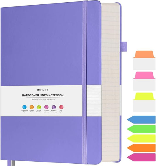 Lined Notebook Journal for Women Men, Large A4 College Ruled Notebook, 312 Numbered Pages Notebooks for Work, 100gsm Paper Daily Journal, Hardcover Vegan Leather Journals for Writing Office, Purple - Bloomnest