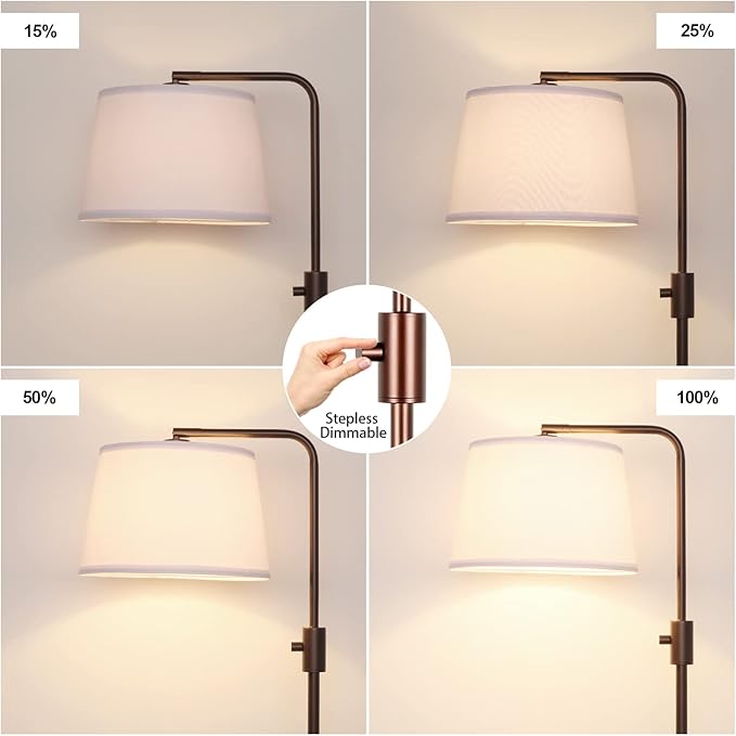 Nintiue [Upgraded] Dimmable Floor Lamp, 1000 Lumens LED Edison Bulb Included, Modern Arc Standing Tall Brown Floor Lamp for Living Room Bedroom Office Dining Room - Bloomnest