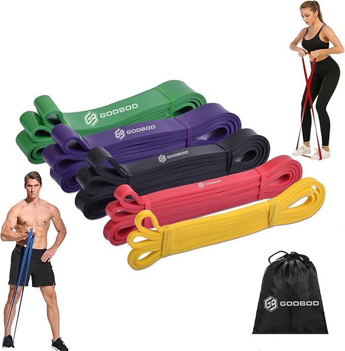 Resistance Bands Set – 5 Long Loop Bands for Home Workouts, Pull-Ups, Physical Therapy & Recovery – Heavy to Light Exercise Bands with Carry Bag – Durable Fitness Bands for Men & Women - Bloomnest