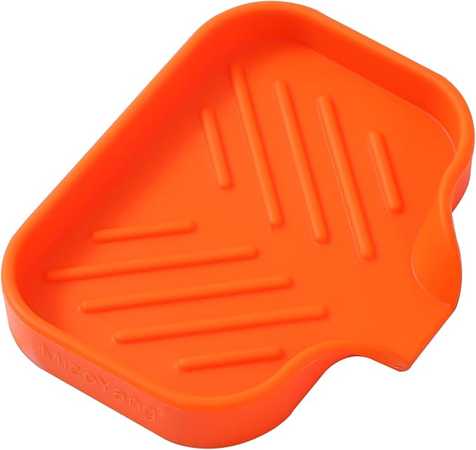 Silicone Bathroom Soap Dishes with Drain Spout-Bathroom and Kitchen Sink Organizer,Sponge Holder,Dish Soap Tray,Perfect for Dispenser,Scrubber,Bottle,Cup on Sink or Counter-Orange 4.9"×3.2" - Bloomnest