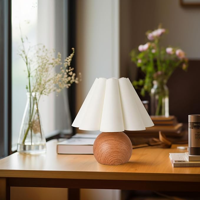 KUNJOULAM Cute Small Table Lamp, Modern Bedside Nightstand Lamp with Beige Lampshade, Metal Base for Bedroom Home Office Decor (Without Buld - Bloomnest