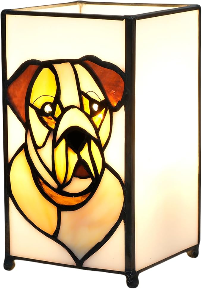 Tiffany Lamp Stained Glass lamp Small Bedside Table Lamps for Living Room Home Decor,Girls Women Birthday Halloween Christmas Thanksgiving Day Gift,Dog - Bloomnest
