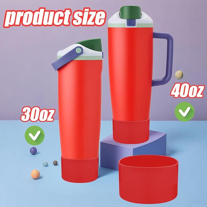 Mity rain 2PCS Protective Silicone Boots for Owala 30oz & 40oz FreeSip Sway Bottles & Tumblers - Accessories for owala, Enhances Stability & Prevents Scratches (Red) Mityrain